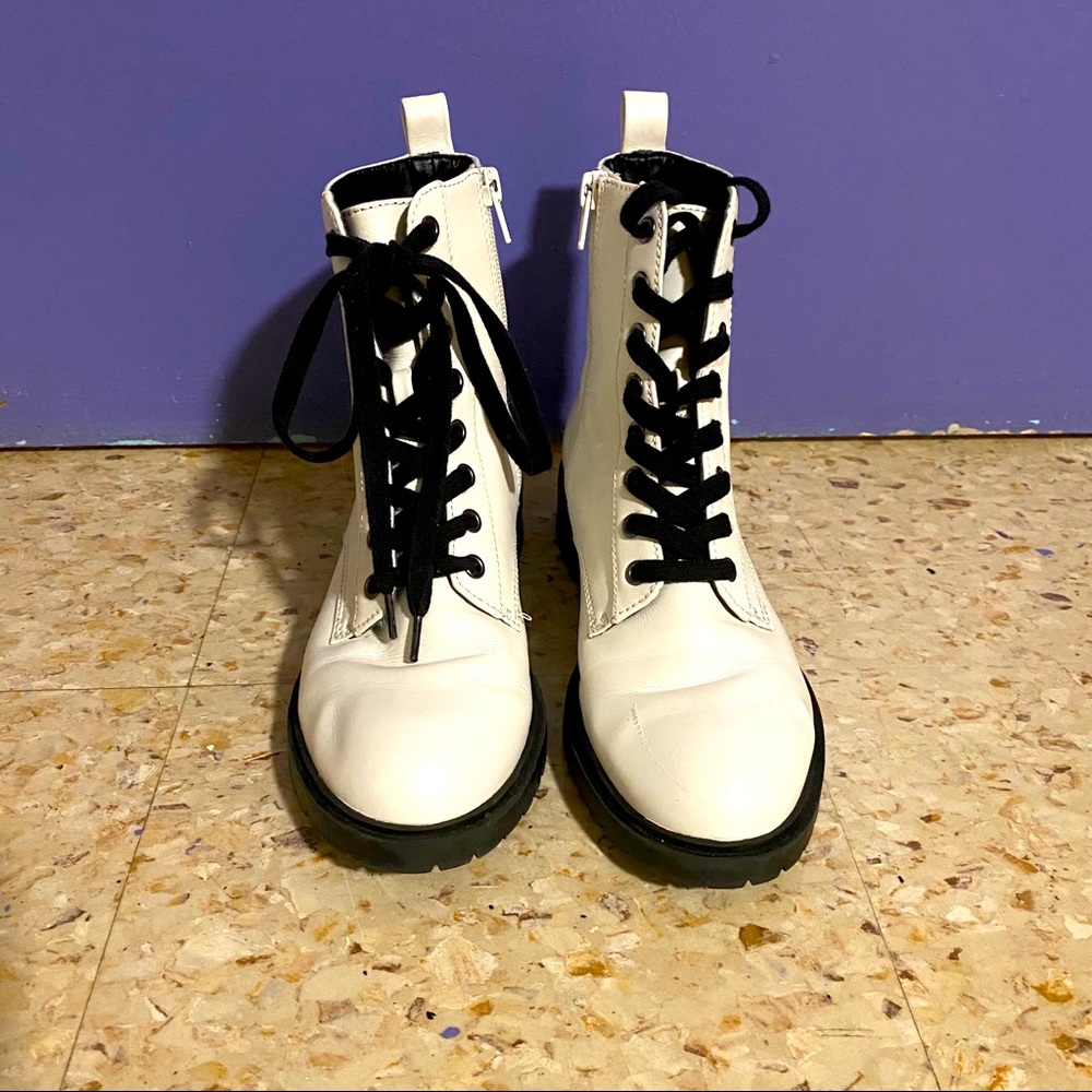 Steven Madden White Combat Boots